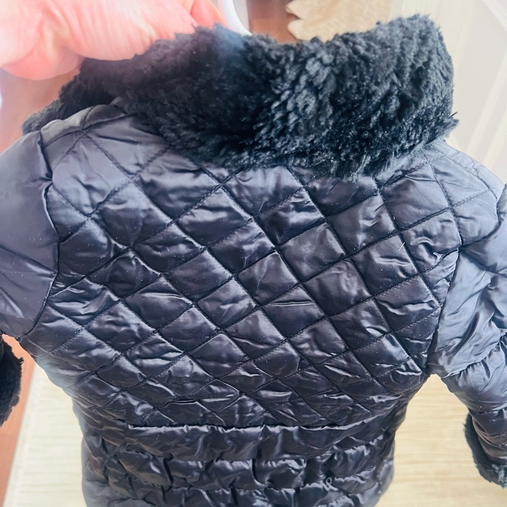 Like new Jessica Simpson black coat size 4 with faux fur cuffs and neck - Picture 2 of 6